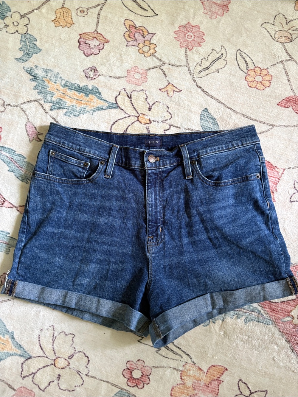 J. Crew Rolled-Hem Dark Blue Denim Shorts